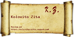 Kolovits Zita névjegykártya